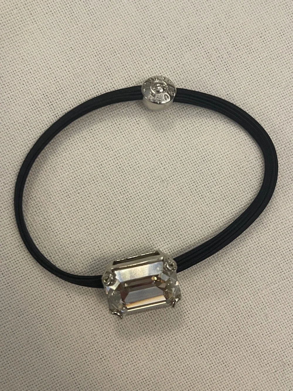 henri bendel Black Elastic Hair Tie with Clear Crystal Accent NEO